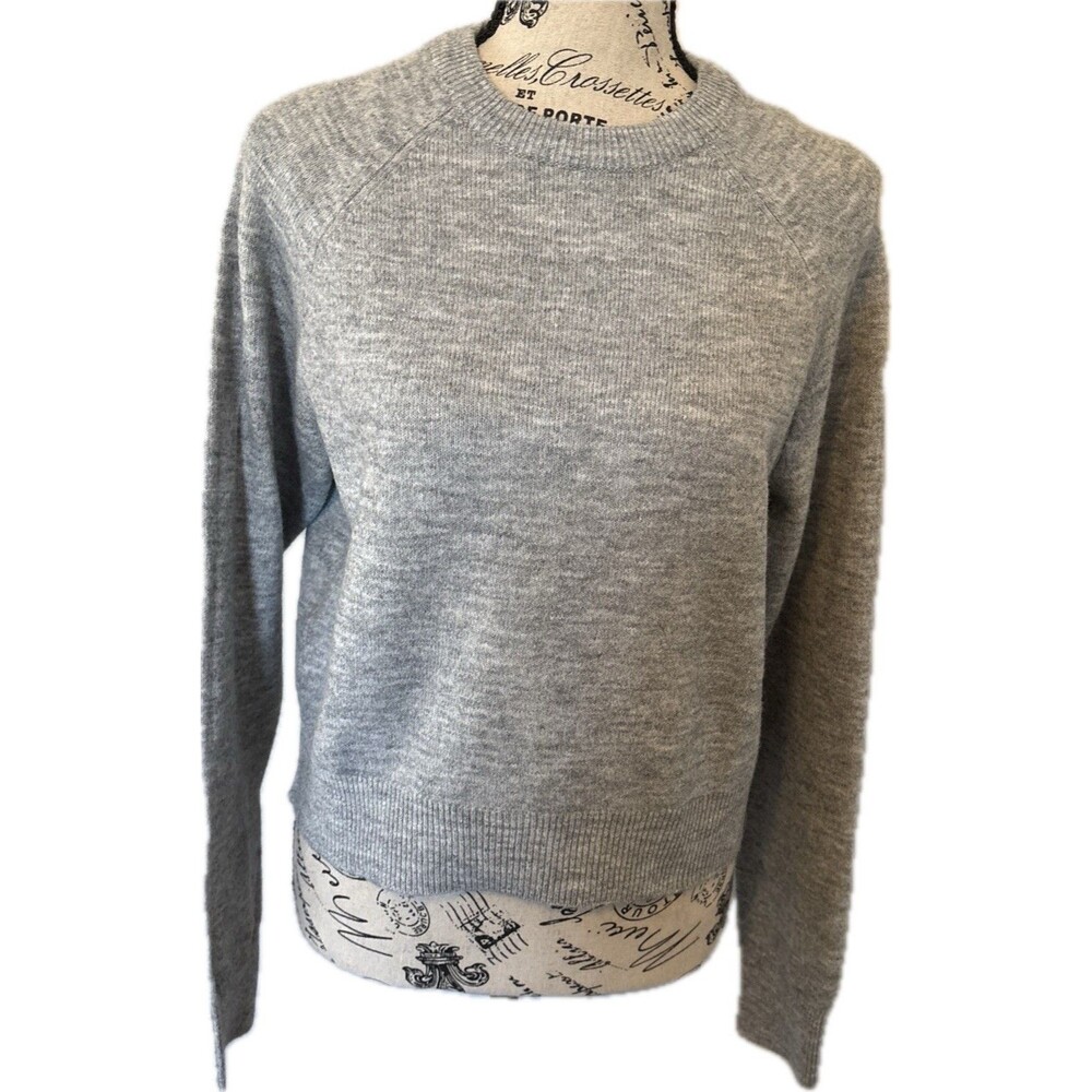H&M Marled Gray Cozy Pullover Sweater Sz S Crewneck CabinCore Wool Blend